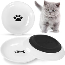 Load image into Gallery viewer, Cat Food Bowl 3 Pcs, Cat Bowls for Indoor Cats Non-Slip Silicone Bottom, Ceramic Cat Bowl Shallow Cat Dishes for Wet Food, Healthy Whisker Fatigue Cat Bowl Cat Plates for Kittens
