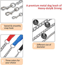 Load image into Gallery viewer, Pettom Dog Chain Leash Metal Dog Lead Training Steel Leash Heavy Duty Chew Proof Leash with Padded Handle for Medium Large Dogs
