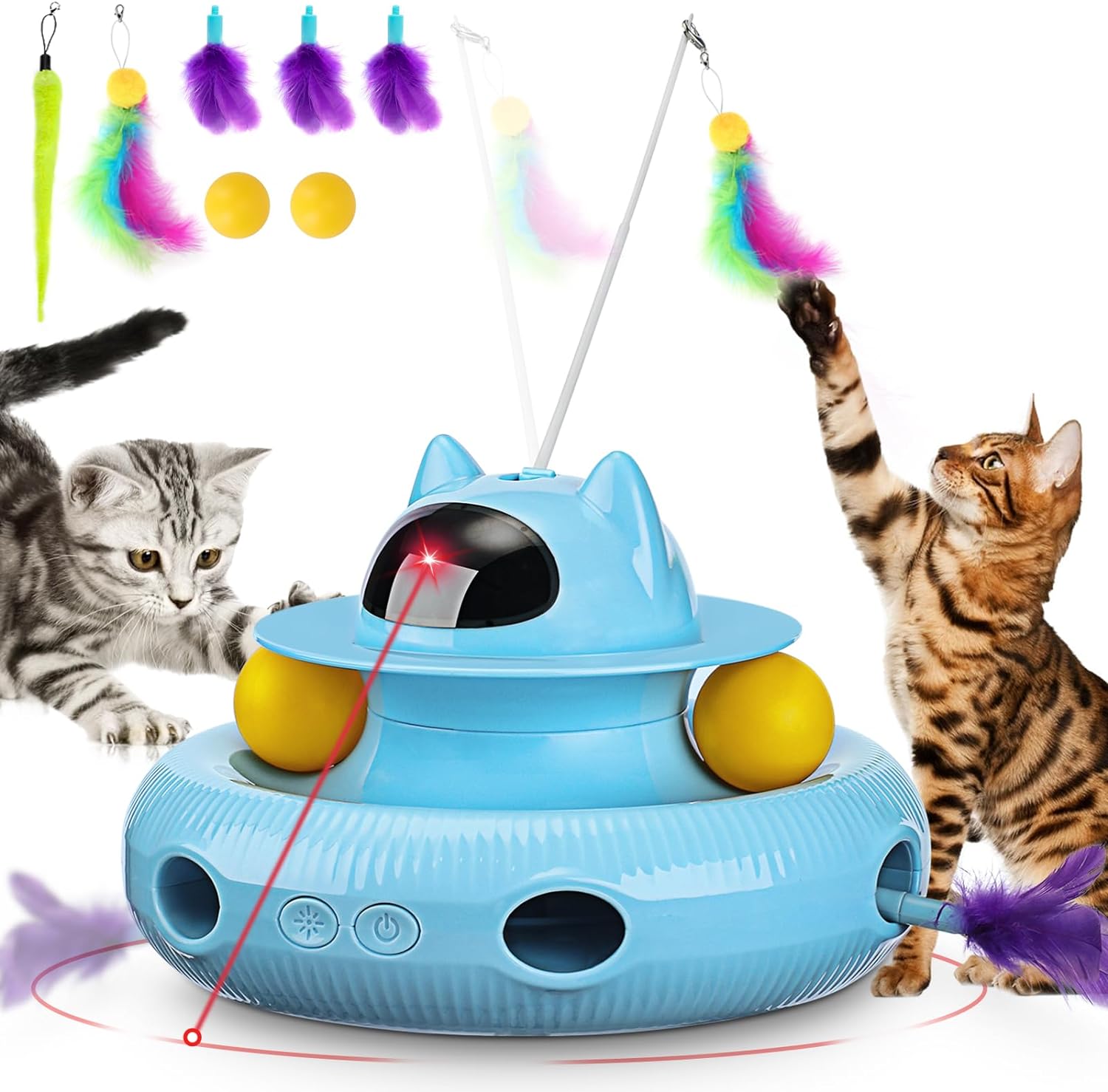 PETTOM 4 in 1 Interactive Cat Toy Cat Toys for Indoor Cats Adult Au Pet Tom