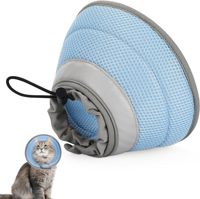 Cat Cone Collar Soft Cat Recovery Collar Protective Adjustable Cat Cones After Surgery for Kittens Elizabethan Collar for cat, Alternative Collar Does not Block Vision - Blue