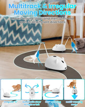 Load image into Gallery viewer, Cat Laser Toy Interactive Smart Automatic Electronic Cat Mouse Toys with Feather for Indoor Cats Kittens,Play Teaser Pet Exercise, USB Rechargeable (3 Replaceable Tails)

