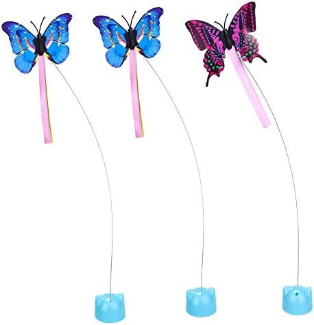 PETTOM Replacements for Cats Toy B0936T245Z Interactive Teaser Cats Toy Three Rotating Butterfly Funny Exercise Kitten Toy Pet Random Butterfly Toys Replacements Random Color (Replacements)