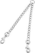 Load image into Gallery viewer, Pettom Heavy Duty 2 Way Dog Lead Metal Chain Double Pet Clip Leash Coupler(L 4.0mm*70cm Double Leash, Silver)
