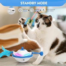 Load image into Gallery viewer, Interactive Cat Toys, 3 in 1 Rechargeable Cat Toys for Indoor Cats, Automatic Sensing Kitten Toys LED Light Including 6 Attachments Butterfly Cat Feather Toys
