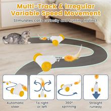 Load image into Gallery viewer, PETTOM Interactive Cat Toy, USB Rechargeable Automatic Moving Cat Toys for Indoor Cats with Colorful LED Light, 3 Feathers as Kitten Toys Accessories Stimulate Cats&#39; Hunting Instincts
