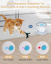 Load image into Gallery viewer, PETTOM Interactive Cat Toys,3 Modes Cat Toys for Indoor Cats Adult,Automatic Moving Cat Feather Toy USB Rechargeable Hide and Seek Kitten Toys Exercise Catcher Hunting
