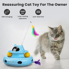 Charger l&#39;image dans la galerie, PETTOM 4 in 1 Interactive Cat Toy, Cat Toys for Indoor Cats Adult, Automatic Random Moving Cat Feather Toy, Best Gift for Cats -USB Rechargeable (Blue)
