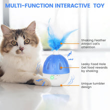 Load image into Gallery viewer, Interactive Cat Toys for Indoor Cats, 3-in-1 Cat Treat Dispenser Toy with Feather Electronic Moving Tumbler Cat Treat Ball Toy Auto Timer Off Cat Toys for Kitten Having Fun Exercise Playing
