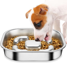 Load image into Gallery viewer, Slow Feeder Dog Bowls 3 Cups Large 304 Stainless Steel Dog Slow Feeder Bowl Available on Both Sides Slow Feeding Dog Bowl Metal Slow Feeder Dog Bowl for Medium Large Breeds
