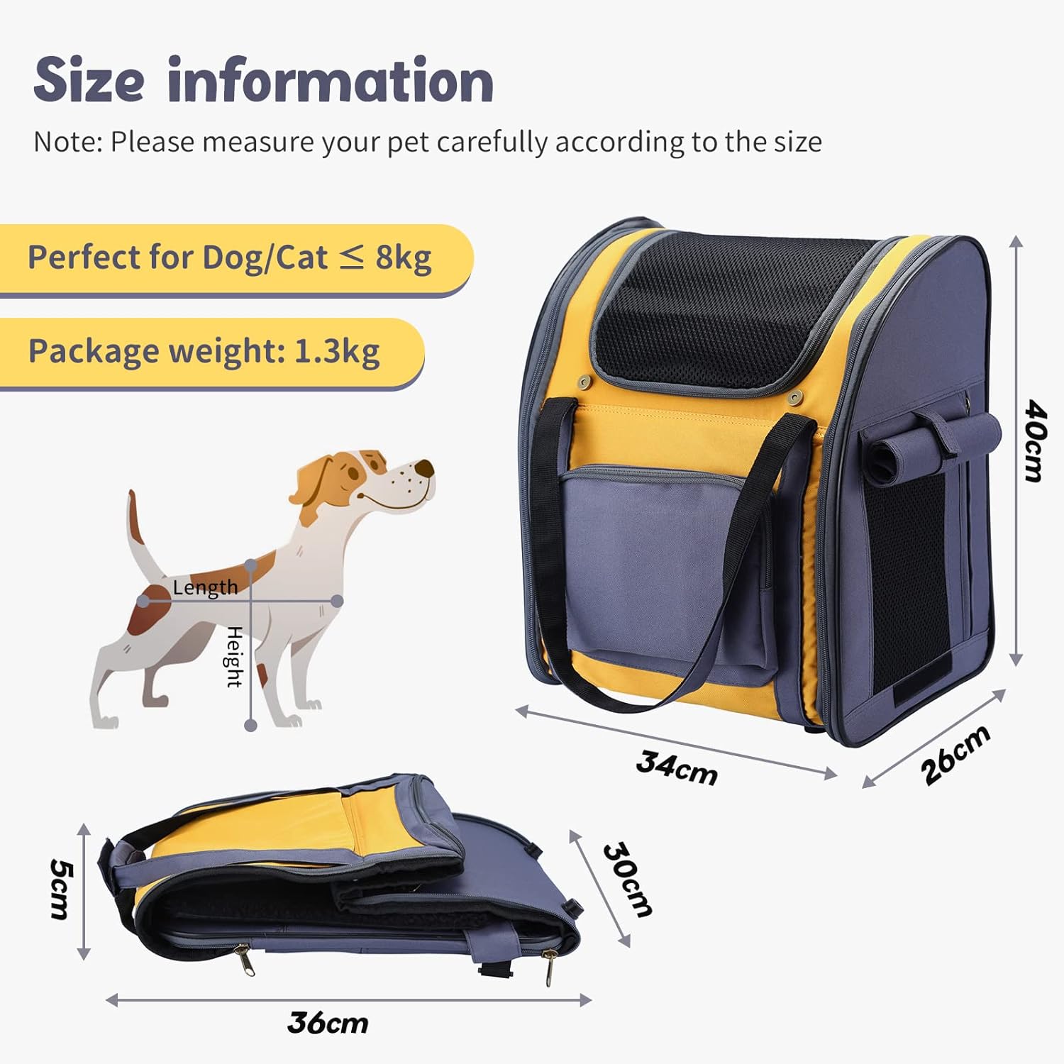 PETTOM Pet Backpack Carrier for Dogs Cats Puppies Bunny Pet Carry Ba Pet Tom