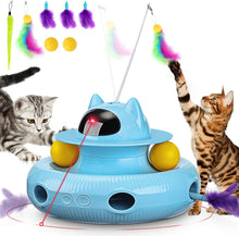Carica l&#39;immagine nel visualizzatore di Gallery, PETTOM 4 in 1 Interactive Cat Toy, Cat Toys for Indoor Cats Adult, Automatic Random Moving Cat Feather Toy, Best Gift for Cats -USB Rechargeable (Blue)
