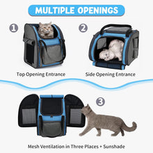 Lade das Bild in den Galerie-Viewer, PETTOM Pet Backpack Carrier for Dogs Cats Puppies Bunny, Pet Carry Bag with Ventilated Design, Sun-proof Curtains, Two-Sided Entry, Head Window, Removable Fleece Mat for Outdoor Travel Hiking
