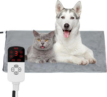 Load image into Gallery viewer, Pet Heating Pad, 16&quot; x 28&quot; Electric Dog Cat Heating Pad Indoor Waterproof 9 Adjustable Temperature Self Warming Cat Bed Heated Blanket for Cats &amp; Dogs Kitten Puppy with Chew Resistant Cord
