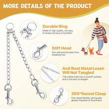 Load image into Gallery viewer, Pettom Heavy Duty 2 Way Dog Lead Metal Chain Double Pet Clip Leash Coupler(L 4.0mm*70cm Double Leash, Silver)
