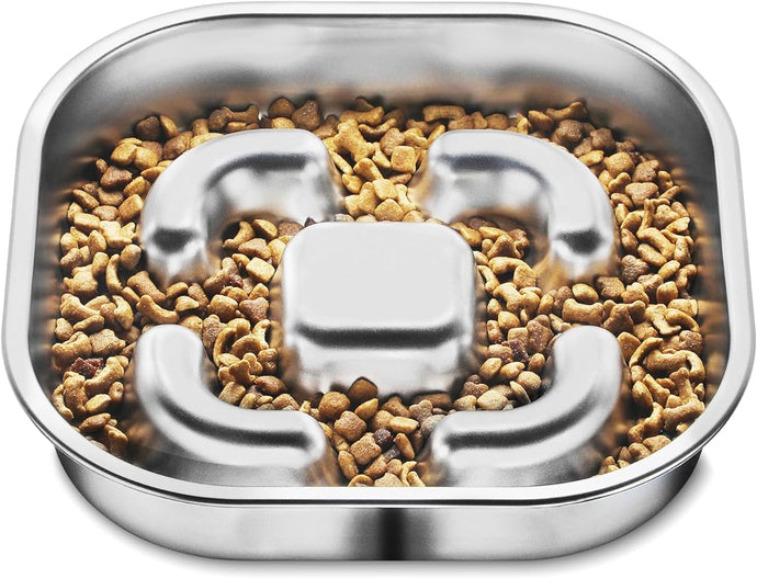 Slow Feeder Dog Bowls 3 Cups Large 304 Stainless Steel Dog Slow Feeder Bowl Available on Both Sides Slow Feeding Dog Bowl Metal Slow Feeder Dog Bowl for Medium Large Breeds