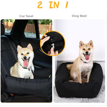 Load image into Gallery viewer, 2-in-1 Dog Bed &amp; Booster Seat - Portable Car Seat Cover with Safety Strap
