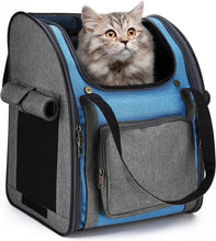 Lade das Bild in den Galerie-Viewer, PETTOM Pet Backpack Carrier for Dogs Cats Puppies Bunny, Pet Carry Bag with Ventilated Design, Sun-proof Curtains, Two-Sided Entry, Head Window, Removable Fleece Mat for Outdoor Travel Hiking
