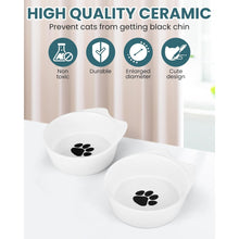 Carica l&#39;immagine nel visualizzatore di Gallery, PETTOM Ceramic Raised Cat Bowls - Elevated Double Set, 350ml Each, Anti-Vomiting Design
