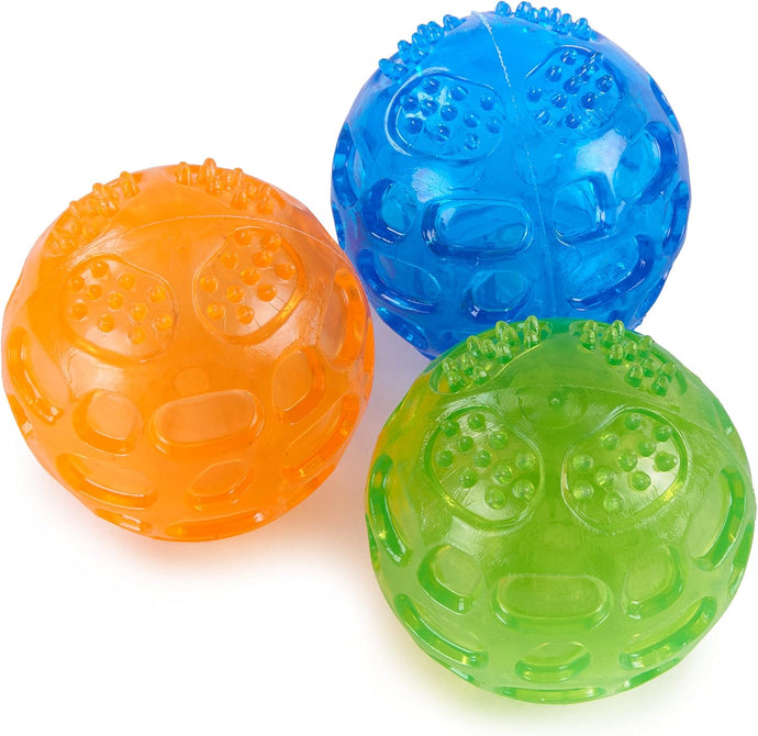 PETTOM Squeaky Dog Ball Toys - 3-Pack, Waterproof, Floating, Bouncy Rubber for Small Dogs