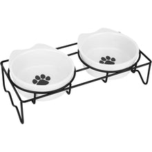 Carica l&#39;immagine nel visualizzatore di Gallery, PETTOM Ceramic Raised Cat Bowls - Elevated Double Set, 350ml Each, Anti-Vomiting Design
